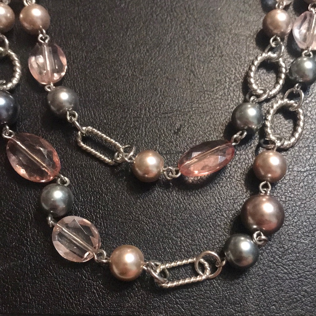 Premier Design Gray  Silver Necklace 46 Inch